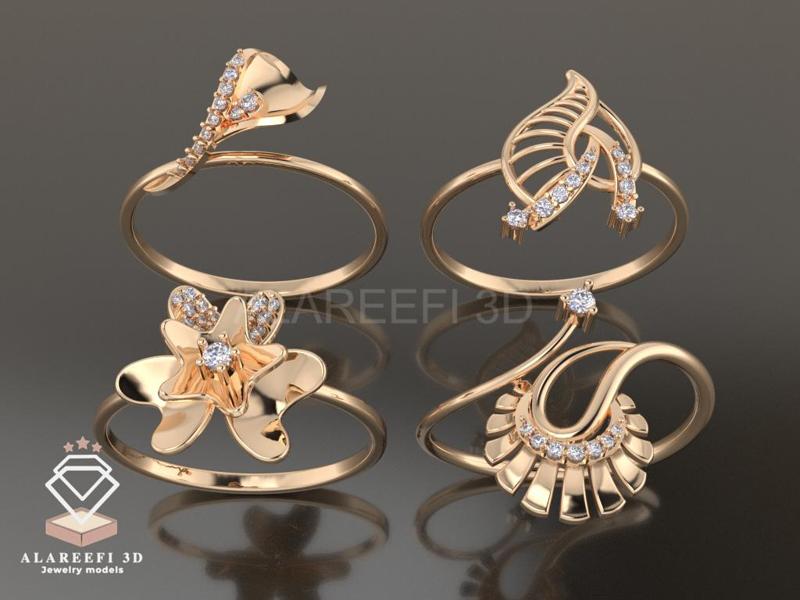 Collection #1 - 32 lightweight Italian rings Inlaid with gems.