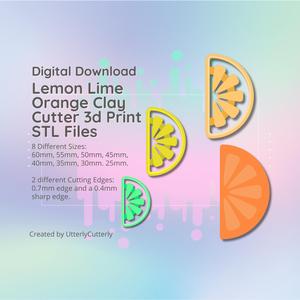 Lemon Slice Clay Cutter - Lime Orange STL Digital File Download- 8 sizes and 2 Cutter Versions