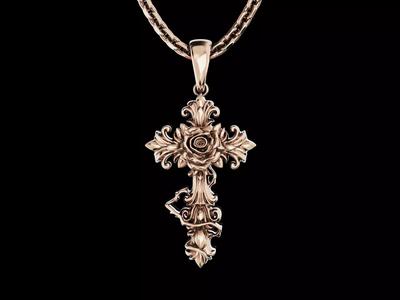 cross with roses