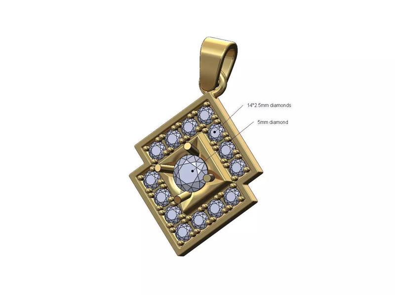 Diamond 5mm stone lozenge shaped pendant