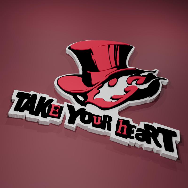 Persona 5 Take Your Heart 3D Logo - Gamer Decoration