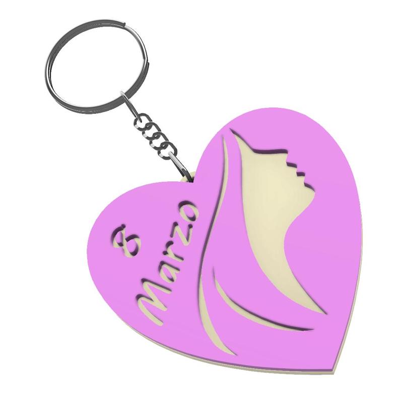 Keychain/Women's Hair Silhouette Charm March 8
