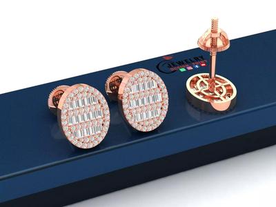 Custom Oval Studs Ice-out Baguettes Diamond Studs - Unisex 16mm