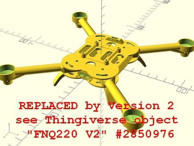 Foldable Nano Quadcopter FNQ220 (parametric OpenSCAD)