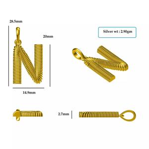 N Pendant gold letter with hook and chain