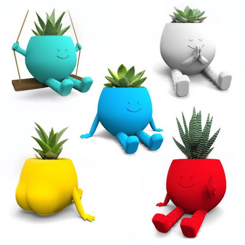 Happy Plant Pot Pack - Small Pots: Swing, Sitting, Meditation, Fu**k, Ass, Book, Mug