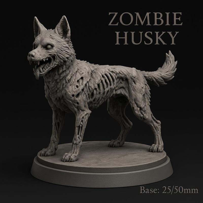 Estátua de husky zumbi - Miniatura para impressão 3D