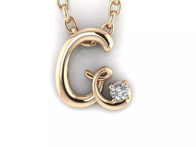Pendant G gold ring with diamond in center