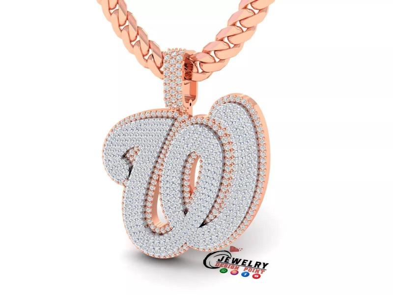 Custom Washington Nationals Diamond Pendant - Base Ball Team