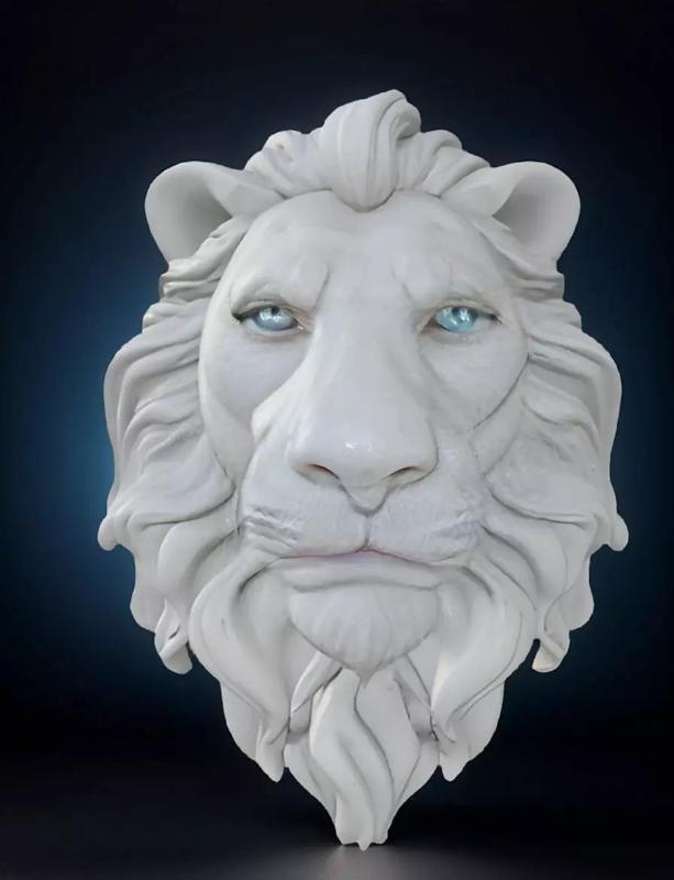 Lion Head Bust 3D Model - STL Printable Wildlife Sculpture