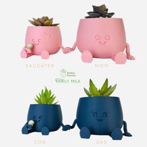 BOBBY PLANTER / DAD AND SON PLANTER / MOM AND DAUGHTER PLANTER / SUCCULENT PLANTER / HAPPY FACE PLANTER