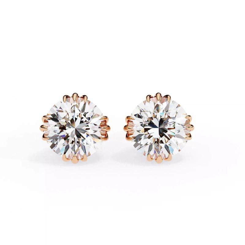 Diamond Studs Earrings 360 animation renders 3dm stl details