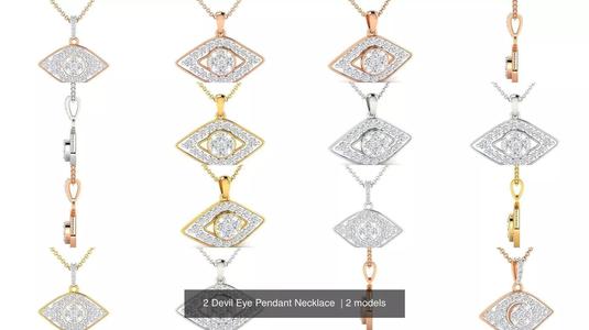 2 Devil Eye Pendant Necklace  3D Model Collection