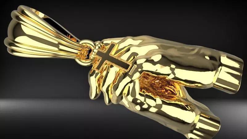 hands folded praying with Rosary cross Pendant Jewelry