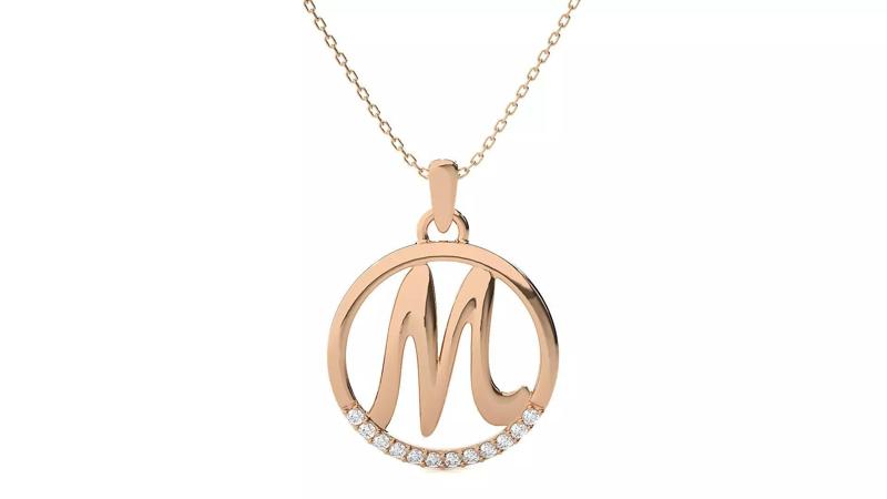Letter Alphabet-M pendant 3dm render detail