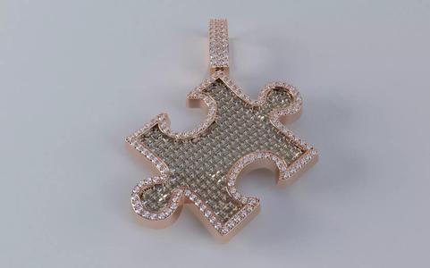 Puzzle Piece Pendant - Baguette and Princess Cut Center