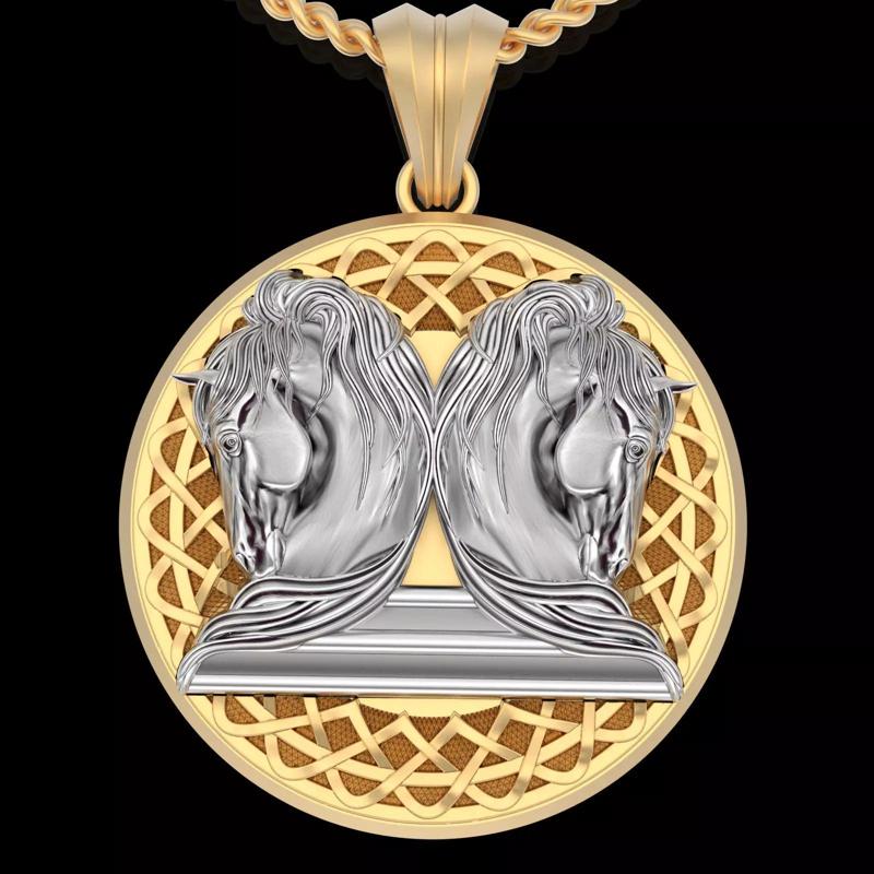 Horse pendant silver gold printable jewelry 3D model