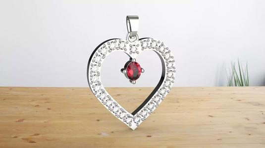 hart pendants and red ruby gems
