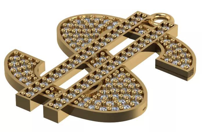 25 mm dolar  gold pendant