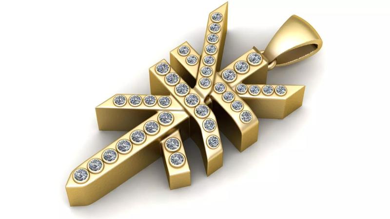 geometric gold pendant