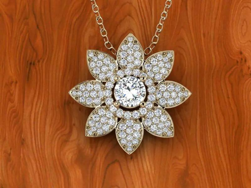 Jewelry Pendant Flower Open