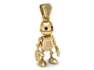 Robot Gold Pendant – 3D Printable Jewelry Model | Futuristic Tech Design