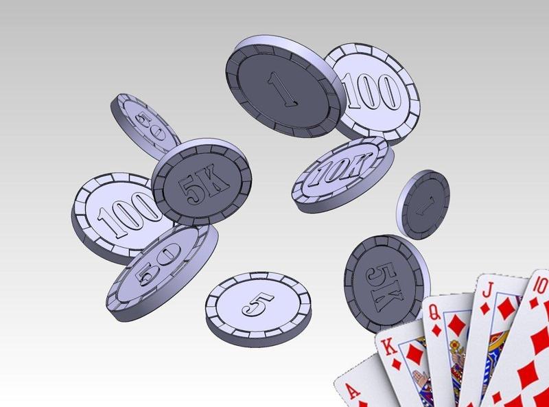 Poker Chips - 1, 5, 10, 50, 100, 500, 1K, 5K, 10K