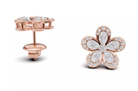 Pear Cluster Diamond Stud For Women