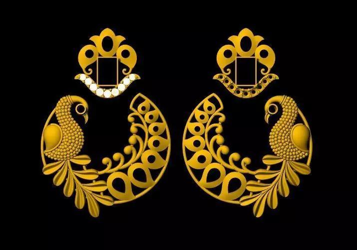 peacock earrings 3dm file