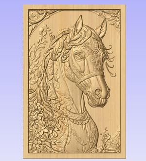 Royal Horse 3D STL Relief – Decorative Floral Carving Model for CNC