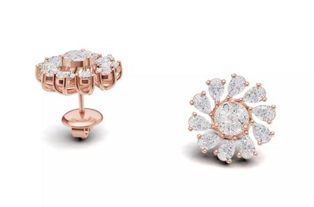 Marquise Cluster Diamond With Pear Diamond flower Stud
