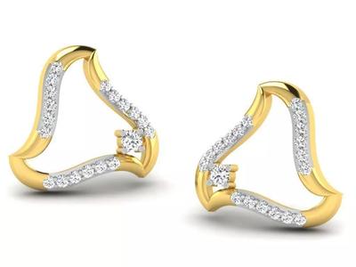 Gold Diamond Women Earring 3D print Model