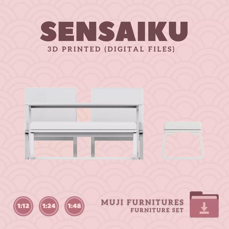 12 Table 60 In and Chair Set V12 for Dollhouse Muji 3D Print