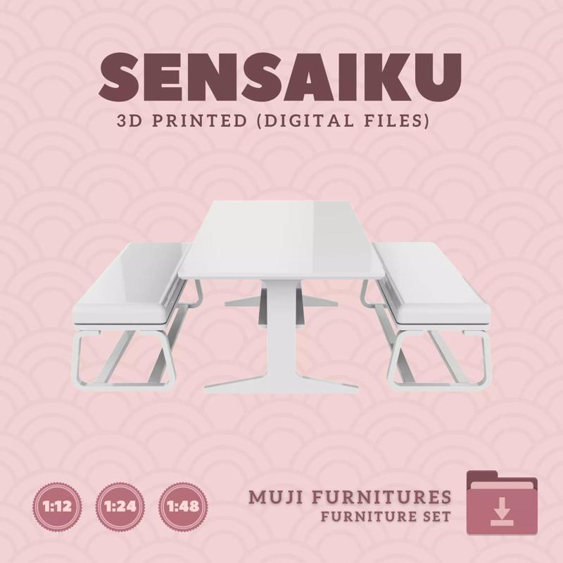 5 Table 60 In and Chair Set V5 for Dollhouse Muji 3D Print