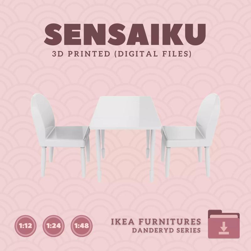 8 DANDERYD Table with Chair for Dollhouse - IKEA - 3D Print