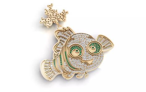 Gemstone Nemo Hip Hop Pendant