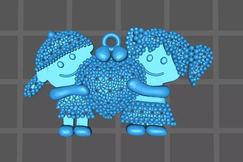 pingente casal menina e menino com coracao e pedras