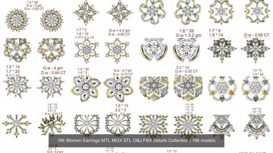196 Women Earrings MTL MGX STL OBJ FBX Details Collection
