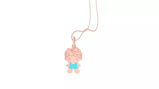 Boy Light Weight Kids Pendant Necklace Charms 3dm stl obj gltf