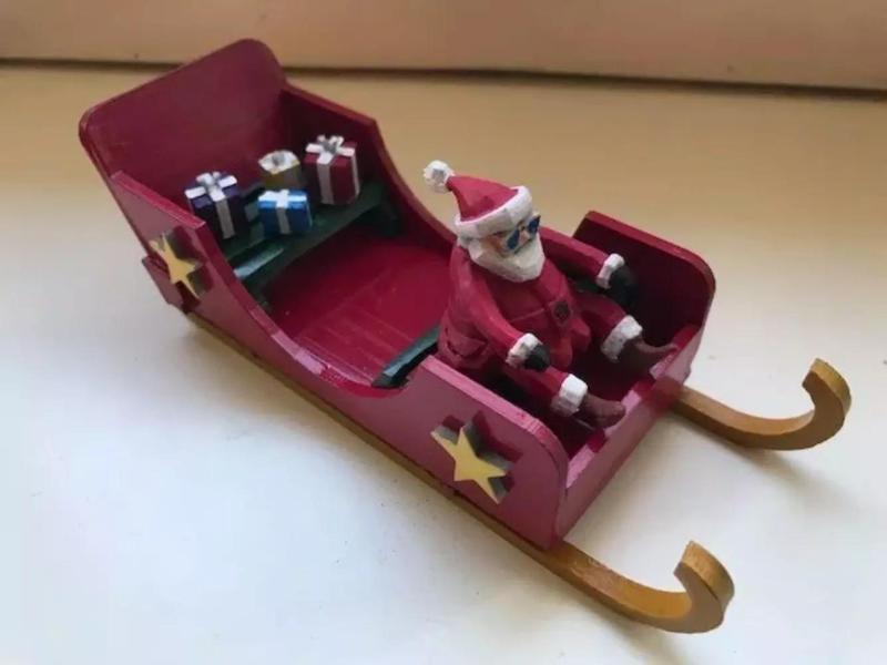 traineau wooden santa claus sleigh