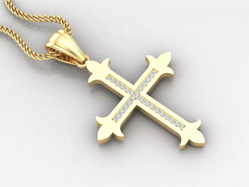High Cross Pendant Light Gold 18K 4CP090