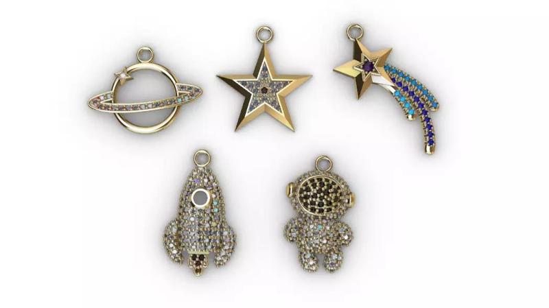 dijes- Colgantes paquete de 5 espacio -v-