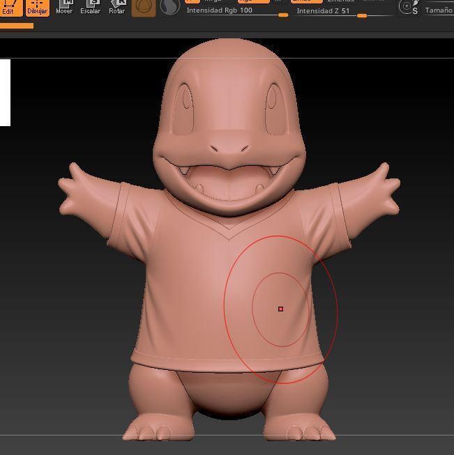 Charmander Personalizable con Polo Blanco – Pokémon 3D Model / Customizable Charmander with Blank Shirt