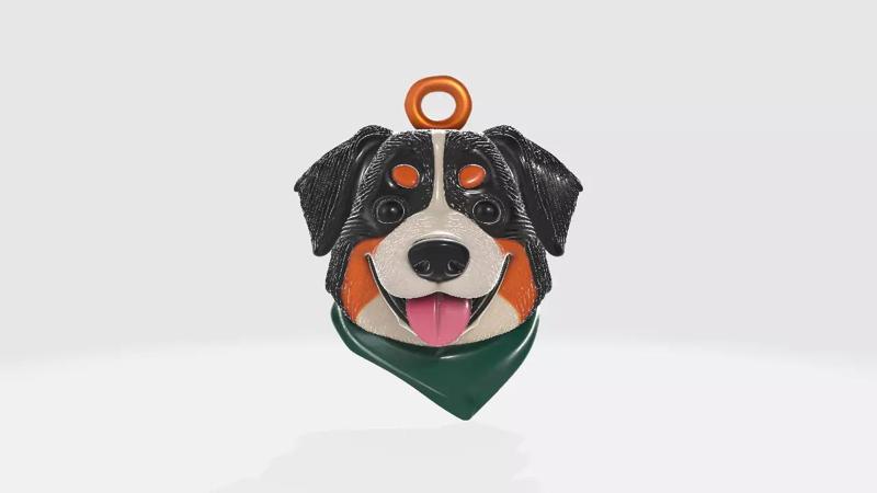 Bernese Mountain Dog Tag with Bandana Cute Pet ID Charm