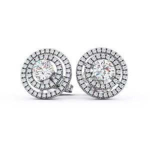stl file diamond halo stud earrings gold - elinor
