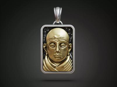 Monk Chinese Buddhism Tibetan Pendant Rectangular