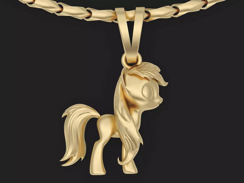 Fantasy baby horse pendant Silver Gold  Print