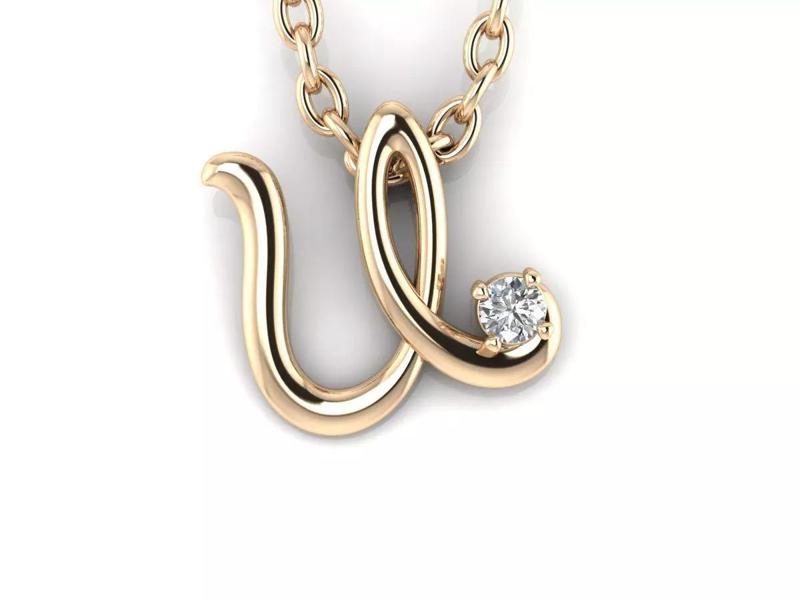 Pendant U gold with diamond