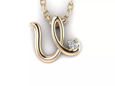Pendant U gold with diamond