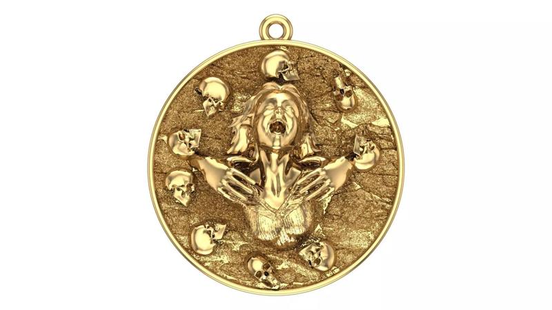 girl and skull pendant